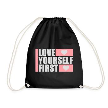 Love Yourself First Self-Love Self-Care - Drawstring Bag - black - Front