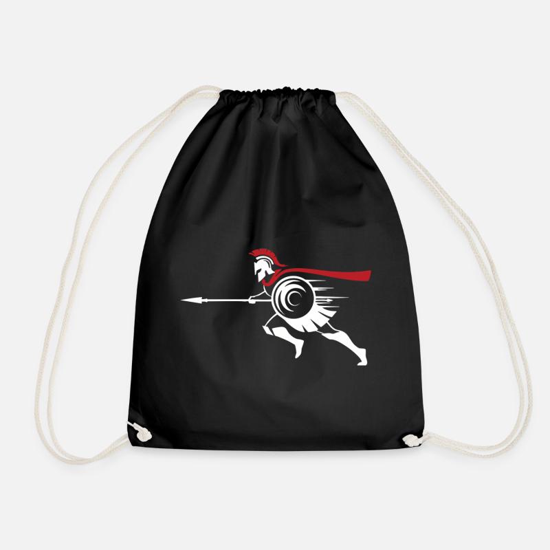 Spartan Sprint Silhouette Mascot Spartan Run - Drawstring Bag - black