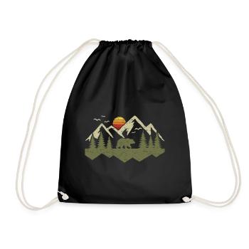 Grizzli Nature sauvage Forêts de plein air Forêts Arbres - Sac de sport léger - noir - Devant