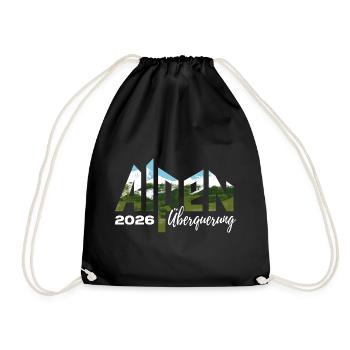Alpen Überquerung 2026 - Wandern - Turnbeutel - Schwarz - Vorne