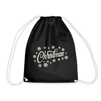 Weihnachtliches Script mit Schneeflocken - Turnbeutel - Schwarz - Vorne