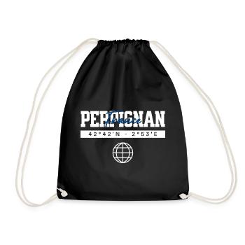Perpignan Frankreich Koordinaten Reise Souvenir - Turnbeutel - Schwarz - Vorne
