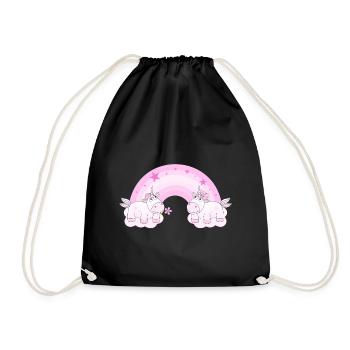Licornes sur les nuages enamoured l'arc en ciel - Sac de sport léger - noir - Devant