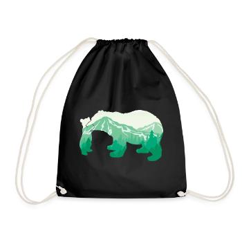 Bear - The Great Mountain Bear Animal Lover Gift - Drawstring Bag - black - Front