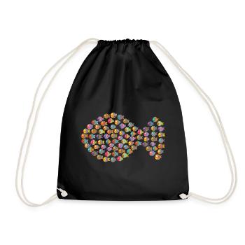 Gros poisson de beaucoup de petits poissons - Sac de sport léger - noir - Devant