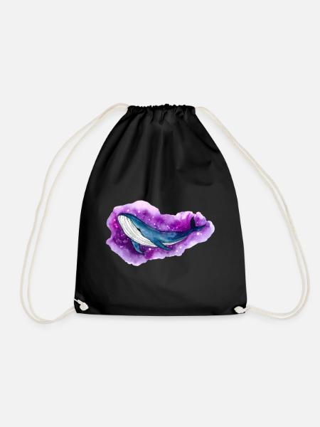 Blauwal Galaxy Space Whale Fantasy Shirt - Turnbeutel - Schwarz