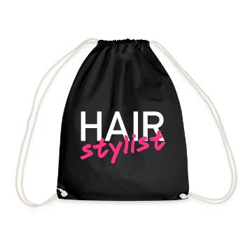 Hairstylist (Schrift schräg) - Turnbeutel - Schwarz - Vorne
