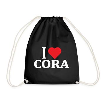 T-Shirt Ich liebe Cora T-Shirt Geschenkidee - Turnbeutel - Schwarz - Vorne