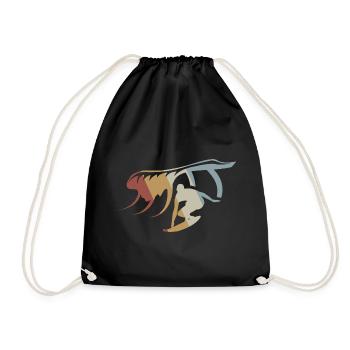 Surfen Retro Style Vintage - Turnbeutel - Schwarz - Vorne