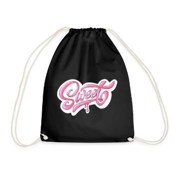 Süßes rosa Glitzer handbeschriftetes Design - Turnbeutel - Schwarz - Vorne