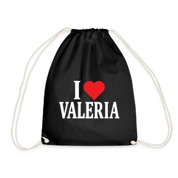 T-Shirt I love Valeria T-Shirt Geschenkidee - Turnbeutel - Schwarz - Vorne
