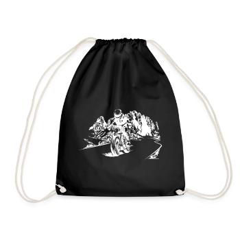 Motorrad Dolomiten Berge Biker Symbol Natur Logo - Turnbeutel - Schwarz - Vorne