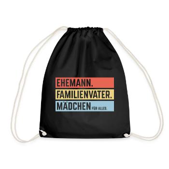 Ehemann Familienvater Mädchen Für Alles, Balken 3C - Turnbeutel - Schwarz - Vorne