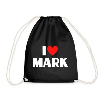 I love Mark Red Heart Romantic Name Fan - Drawstring Bag - black - Front