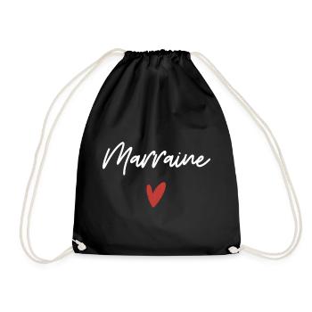 Marraine coeur idée cadeau - Sac de sport léger - noir - Devant