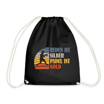 Padel game TALKING IS SILVER PADEL IS GOLD Funny - Drawstring Bag - black - Front