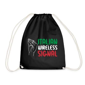 Italian Wireless Signal Italy Italian Wi-Fi - Drawstring Bag - black - Front
