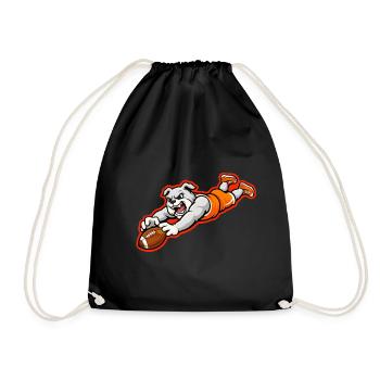 Bulldog Football Dive Catch Maskottchen - Turnbeutel - Schwarz - Vorne