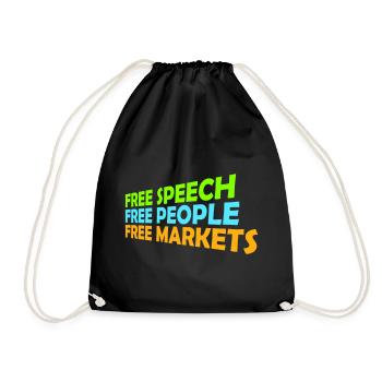 Free Speech Markets People Libertarian Freedom Logo - Drawstring Bag - black - Front