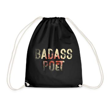 Badass Poet Floral Typography - Drawstring Bag - black - Front