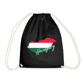 Map with the flag of Hungary, I love Hungary - Drawstring Bag - black - Front