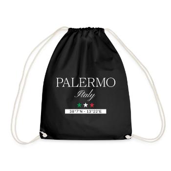 Palermo Italien Souvenir – Reise minimalistisch - Turnbeutel - Schwarz - Vorne