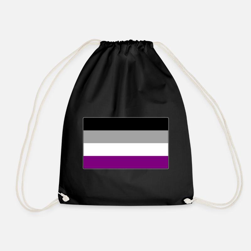 Asexual Pride Flag - Drawstring Bag - black