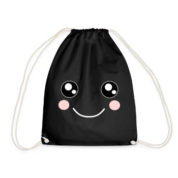 Kawaii, eyes, face - Drawstring Bag - black - Front