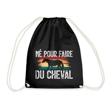 Né pour faire du cheval. amoureux des chevaux. - Sac de sport léger - noir - Devant