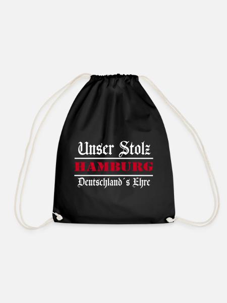 Hamburg , Tradition , Stolz und Ehre Hamburg (25) - Turnbeutel - Schwarz
