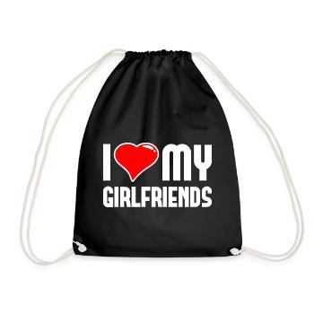 I love My Girlfriends Polygamy Men Women - Drawstring Bag - black - Front