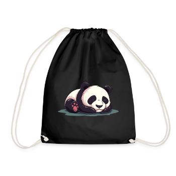 Cute Cartoon of a Sleeping Panda - Adorable design - Drawstring Bag - black - Front