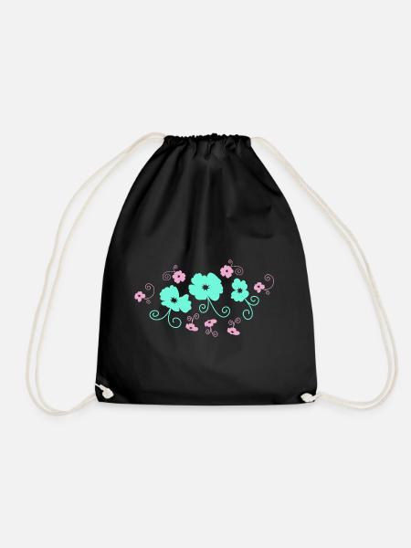 Pastel blossom magic - Drawstring Bag - black
