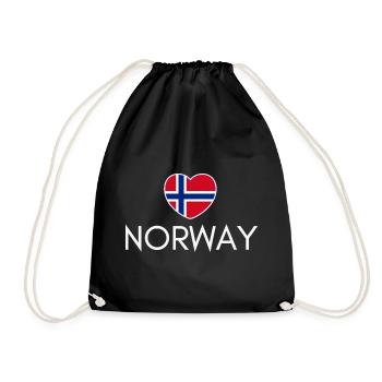 Heart with Norway flag, I love Norway - Drawstring Bag - black - Front