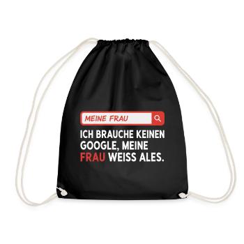 My wife knows everything saying - Drawstring Bag - black - Front