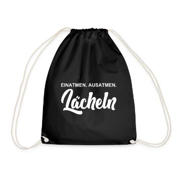 Inhale - Exhale - Smile - Drawstring Bag - black - Front