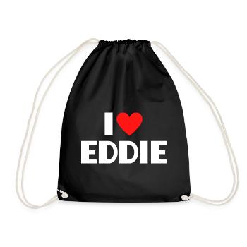 Ich liebe Eddie rotes Herz Retro Statement  - Turnbeutel - Schwarz - Vorne