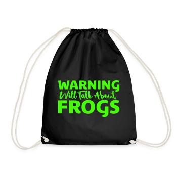 Avertissement : parlera des grenouilles, grenouille, animal drôle. - Sac de sport léger - noir - Devant