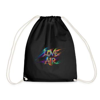Colorful Love Air Text Painting Print - Drawstring Bag - black - Front