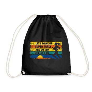 Running Jogging Funny Saying Sunrise Retro - Drawstring Bag - black - Front