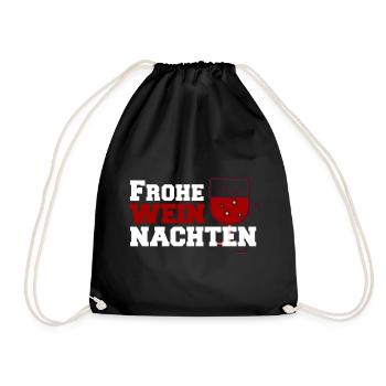 Frohe Weinachten Weinglas Design - Turnbeutel - Schwarz - Vorne