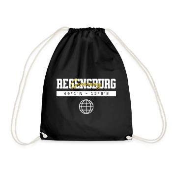 Regensburg Deutschland Koordinaten Reise Souvenir - Turnbeutel - Schwarz - Vorne