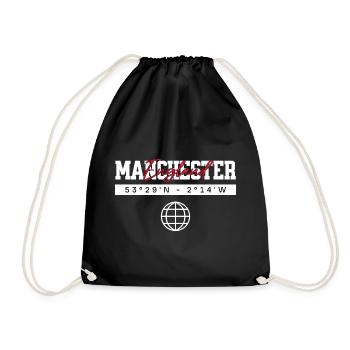 Manchester England Koordinaten Reise Souvenir - Turnbeutel - Schwarz - Vorne
