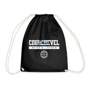 Courchevel Frankreich Koordinaten Reise Souvenir - Turnbeutel - Schwarz - Vorne