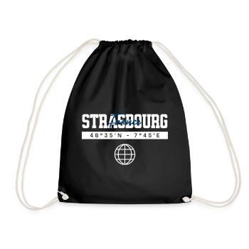 Straßburg Frankreich Koordinaten Reise Souvenir - Turnbeutel - Schwarz - Vorne