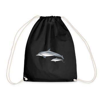 Dolphin acrobat - Long-beaked dolphin - Dauphin - Drawstring Bag - black - Front