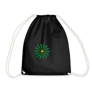 green flower - Drawstring Bag - black - Front