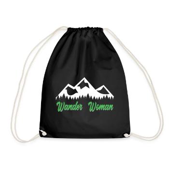Wander Woman Spruch Berge Natur Hobby Wandern - Turnbeutel - Schwarz - Vorne