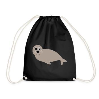 seal seals seal seals animals - Drawstring Bag - black - Front