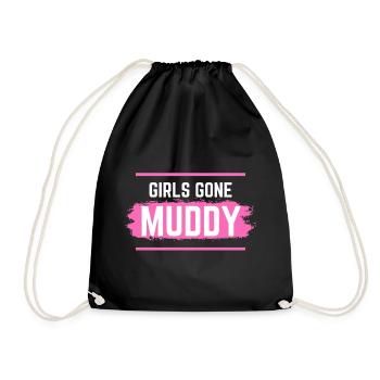 Muddy run shirt mud Matsch Lauf girl Team obstacle - Turnbeutel - Schwarz - Vorne